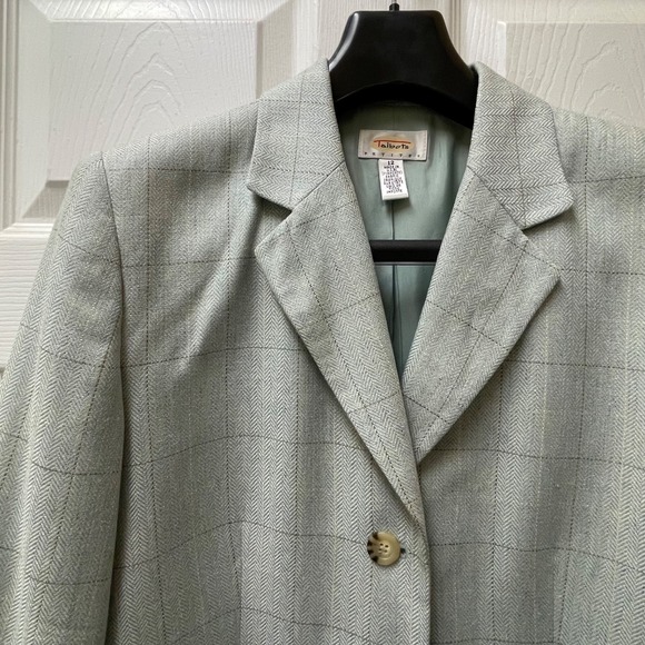 Talbots Jackets & Blazers - Vintage Talbots Women's Petite Sz 12 Plaid Light Blue Silk Lined Blazer Work